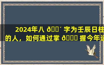 2024年八 🐴 字为壬辰日柱的人，如何通过掌 🐈 握今年运势实现小目标
